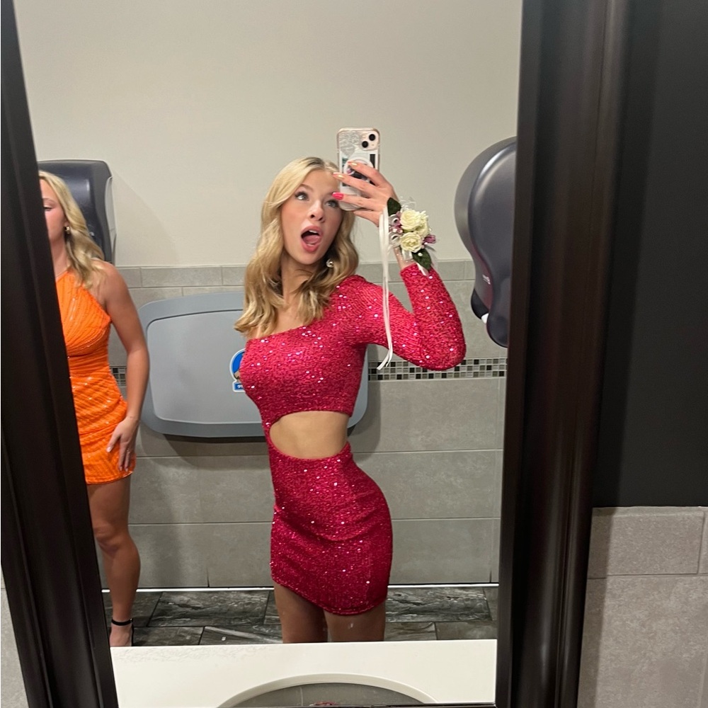 Windsor Pink Sequin Cut-Out Mini Dress